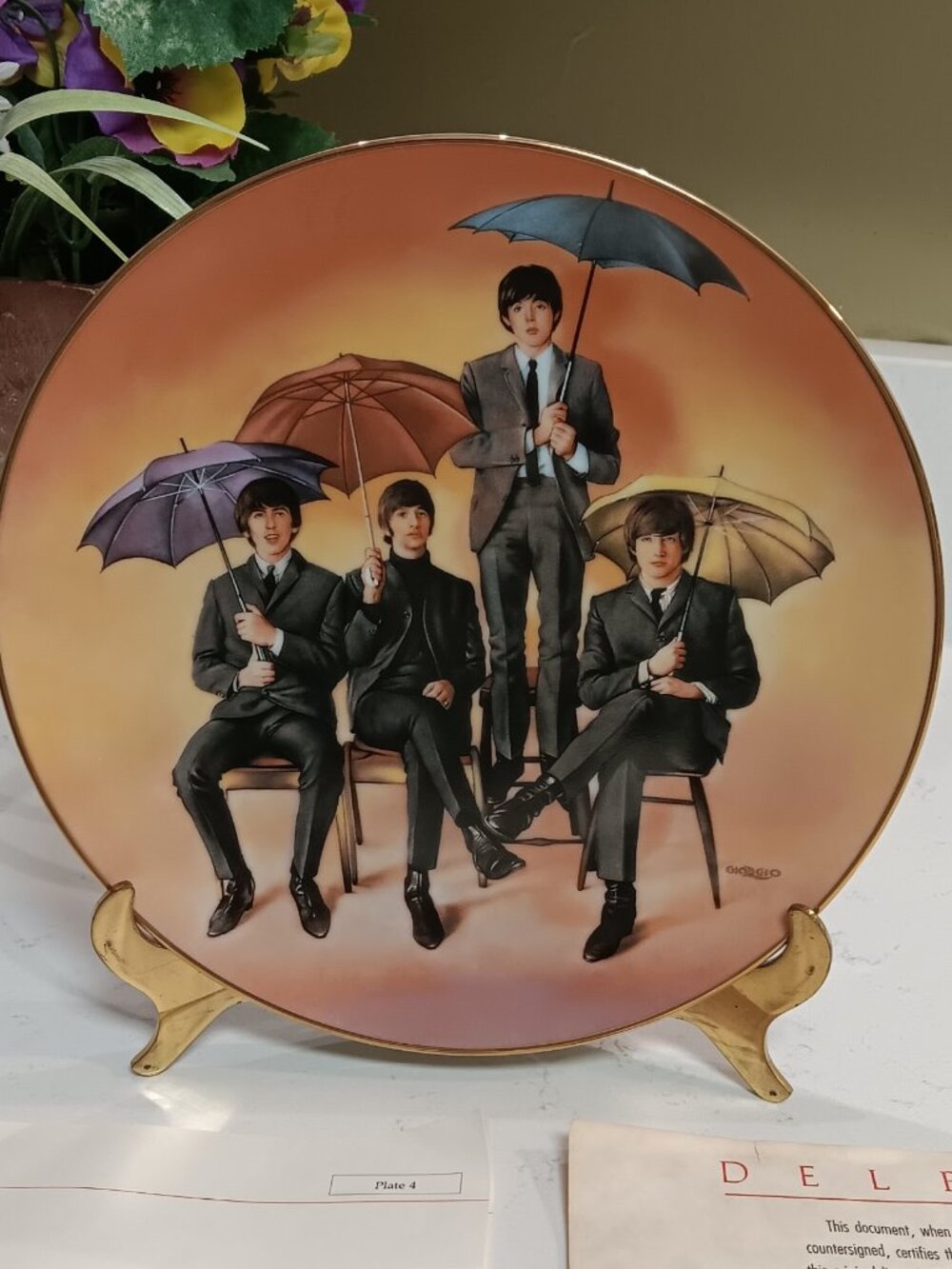 Vintage 1992 Delphi Beatles Numbered Collector Plate W/ Certificate - Beatles 65